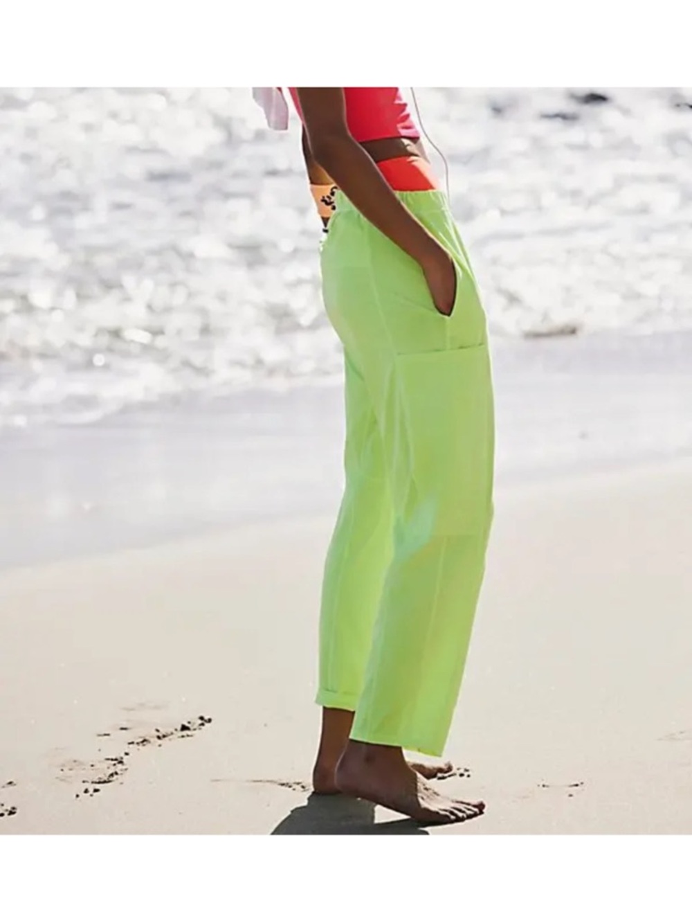 FP Movement by Free People Neon Lime High-Waist Utility Pants - Women